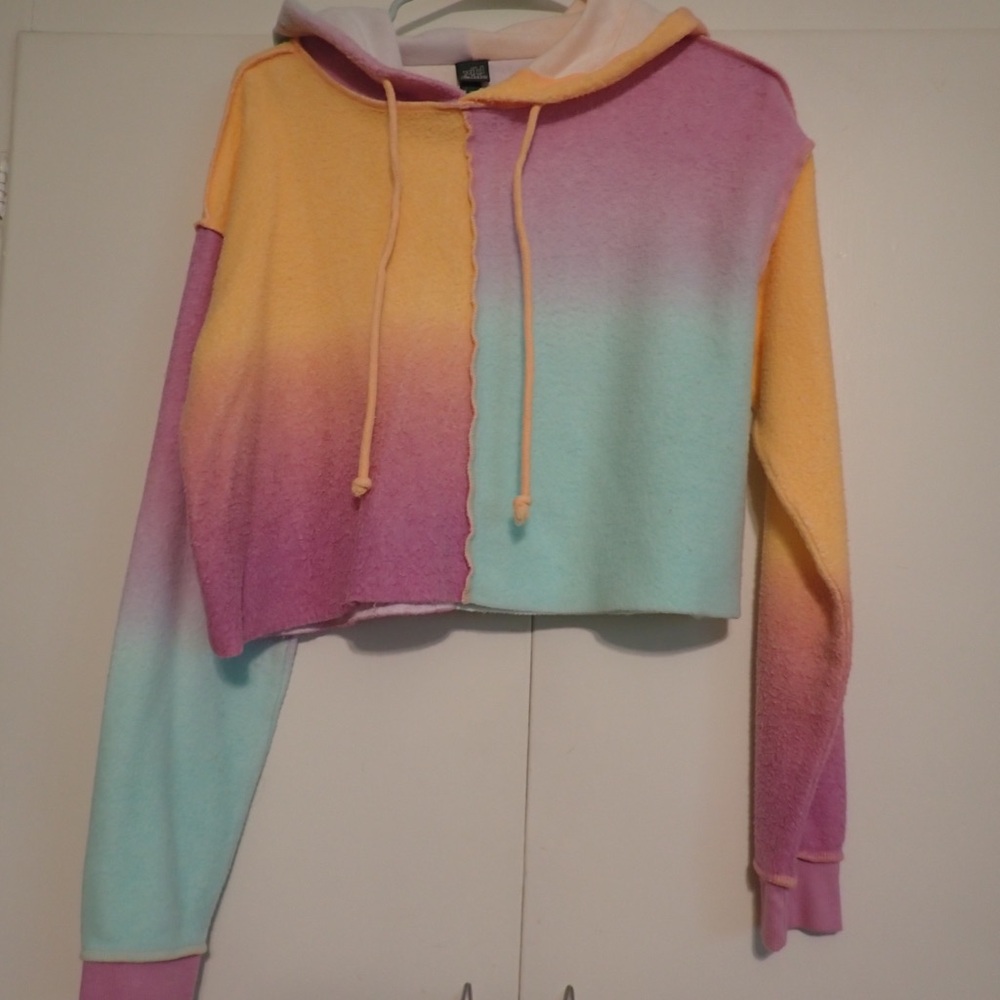 Wild Fable Pink and Green Crop Sweatshirt